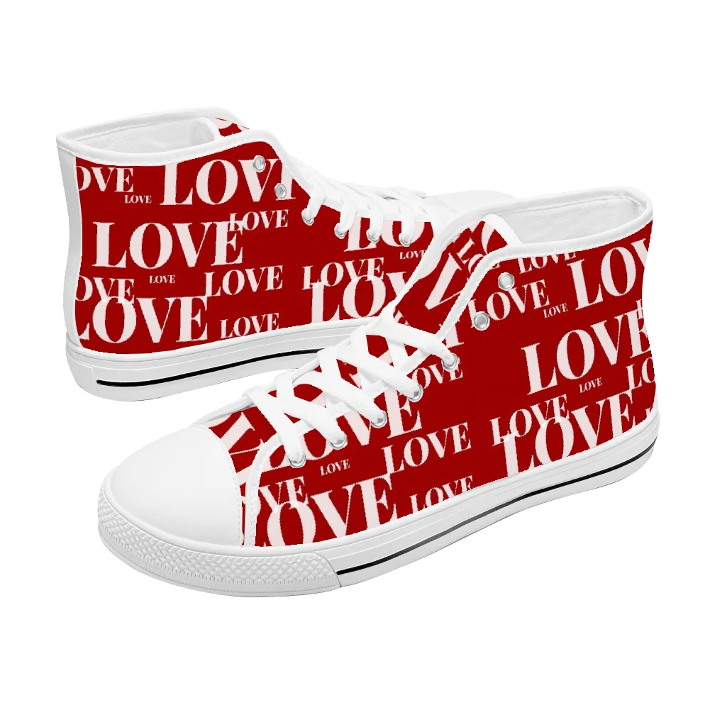 Men Shoes Red - Sepatu kanvas high-top klasik custom dengan