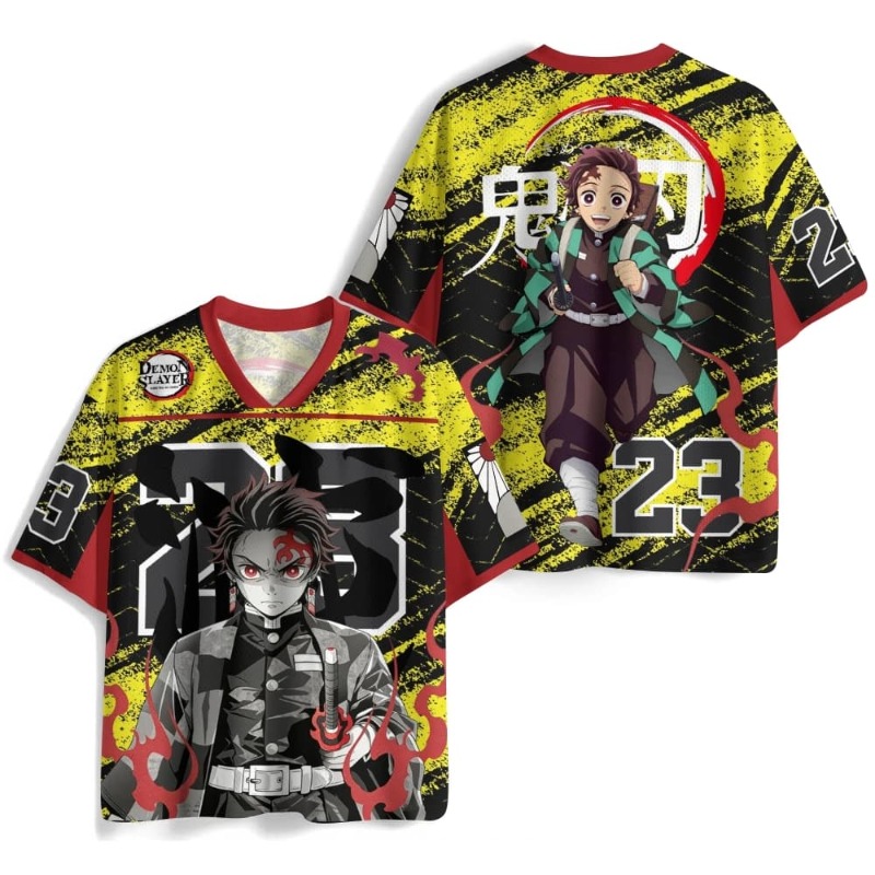 Men Shoes Japan - Jersey V-neck Tanjiro Kamado Demon Slayer
