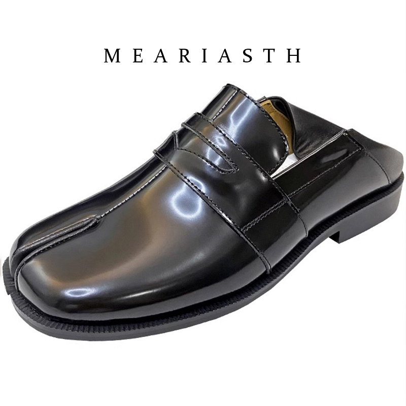 Men'S Shoes Qn - Sepatu Tabi Hitam Split Toe Bahan