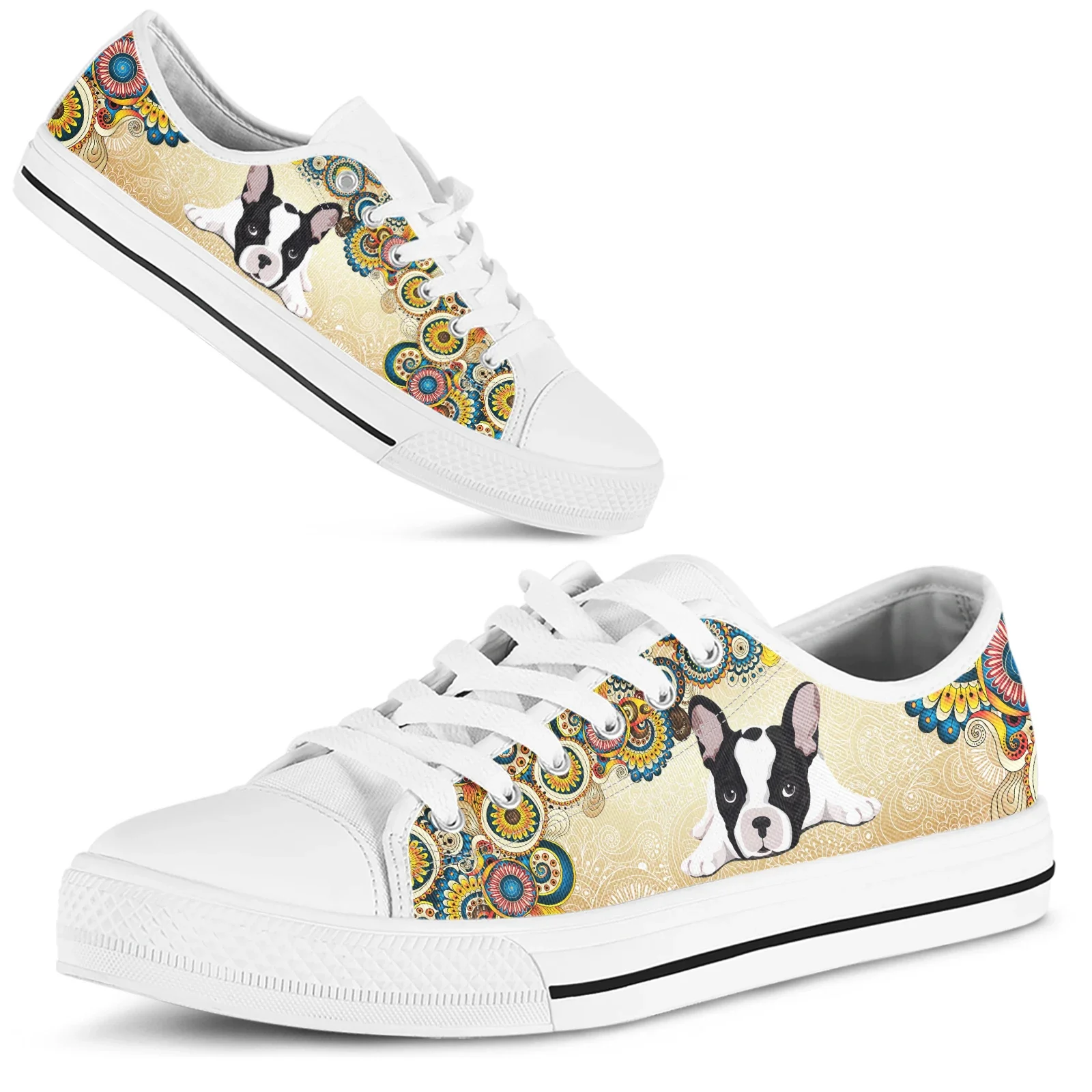Men Shoes Red - Sepatu Motif Boston Terrier Merah Sepatu