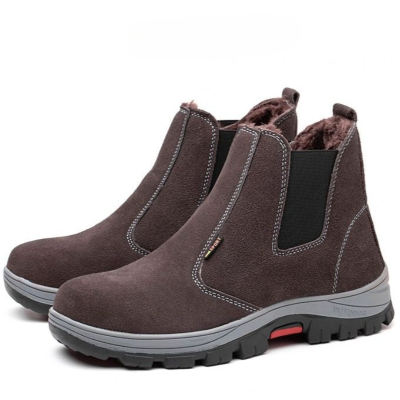 Men Shoes Online - Sepatu Las Kulit Sapi Berlapis Fleece