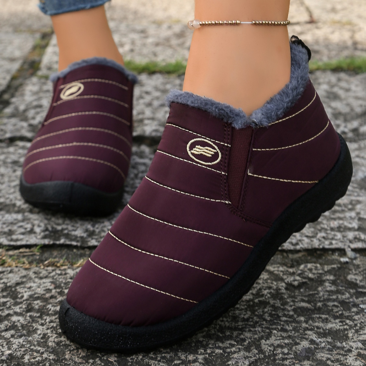 Men Shoes Online - Sepatu Bot Salju Pria Berlapis Bulu