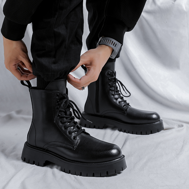 Sepatu Bot Kulit Asli Pria Mew - Men Shoes White Colour ulasan dan harga