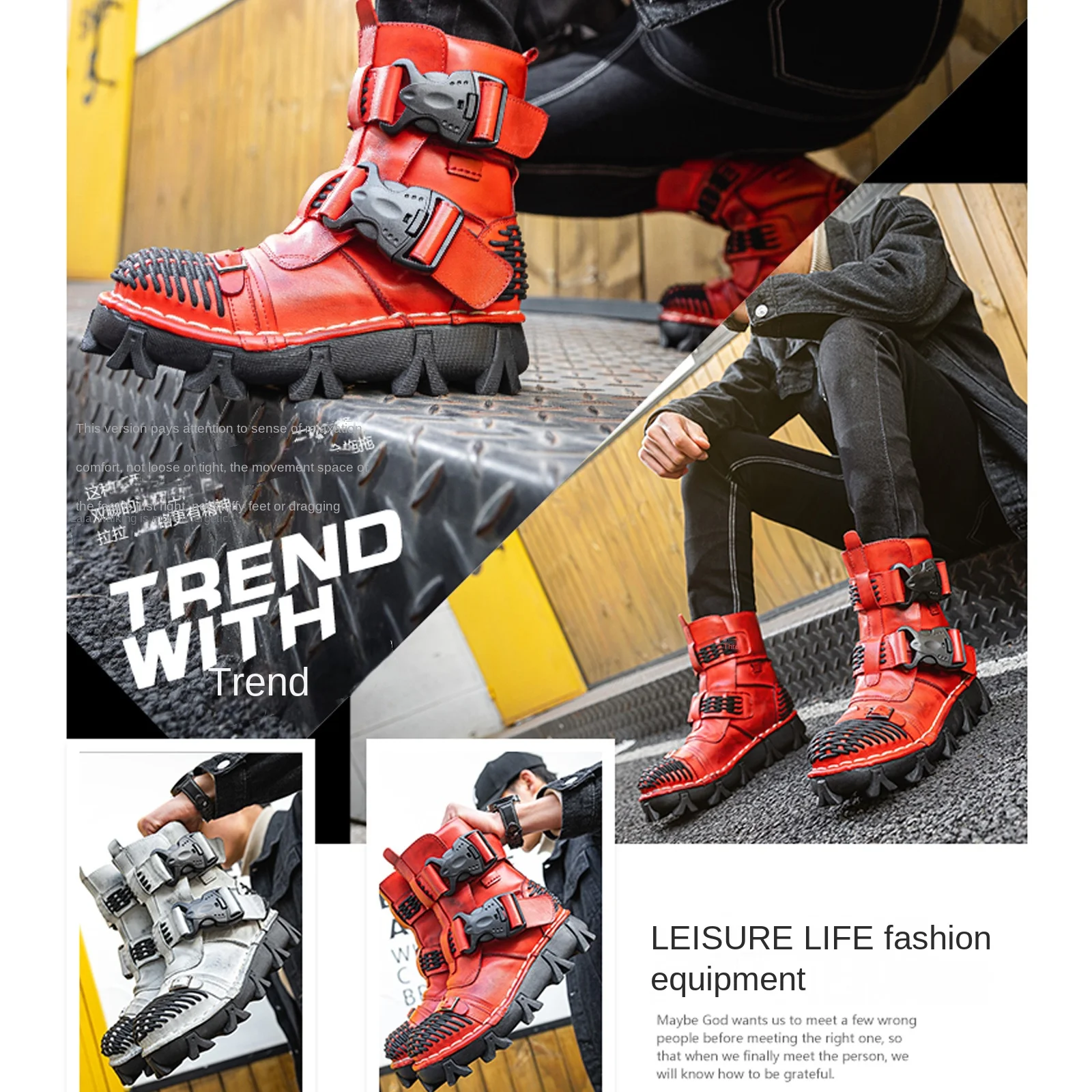Sepatu Bot Sepeda Motor Kulit  - Men Shoes Red ulasan dan harga