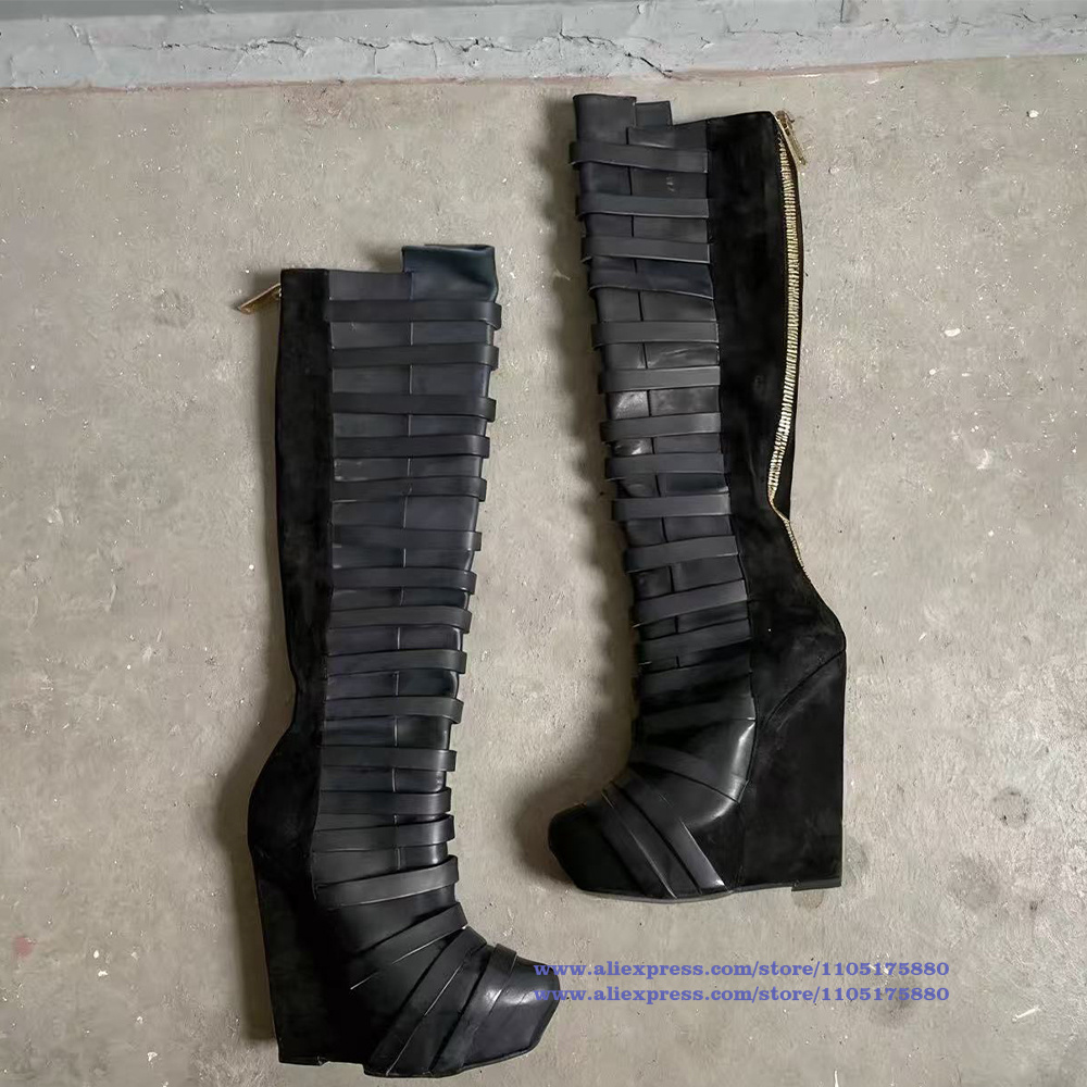 Sepatu Bot Setinggi Lutut Plat - Men Shoes Black ulasan dan harga